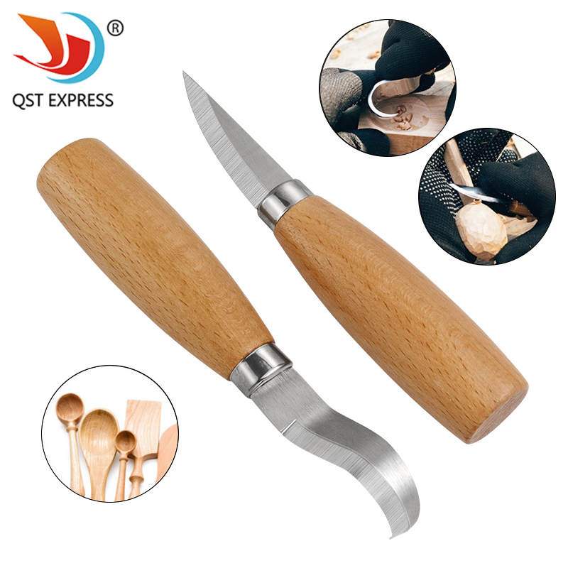 Woodworking Groove - Stainless Iron Carving Knife Beech Wood