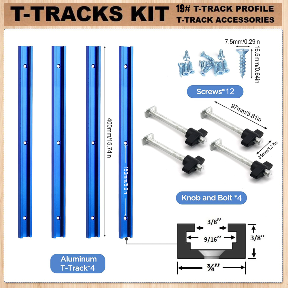 Woodworking Videos - Woodworking 19# T-track Kit and Accessories