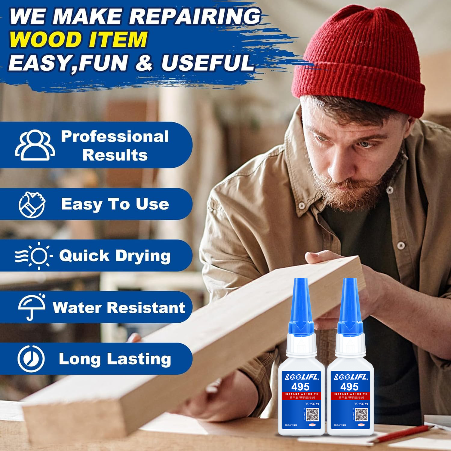 Woodworking Quick Glue - Wood Super Glue, Clear Instant Cyanoacrylate