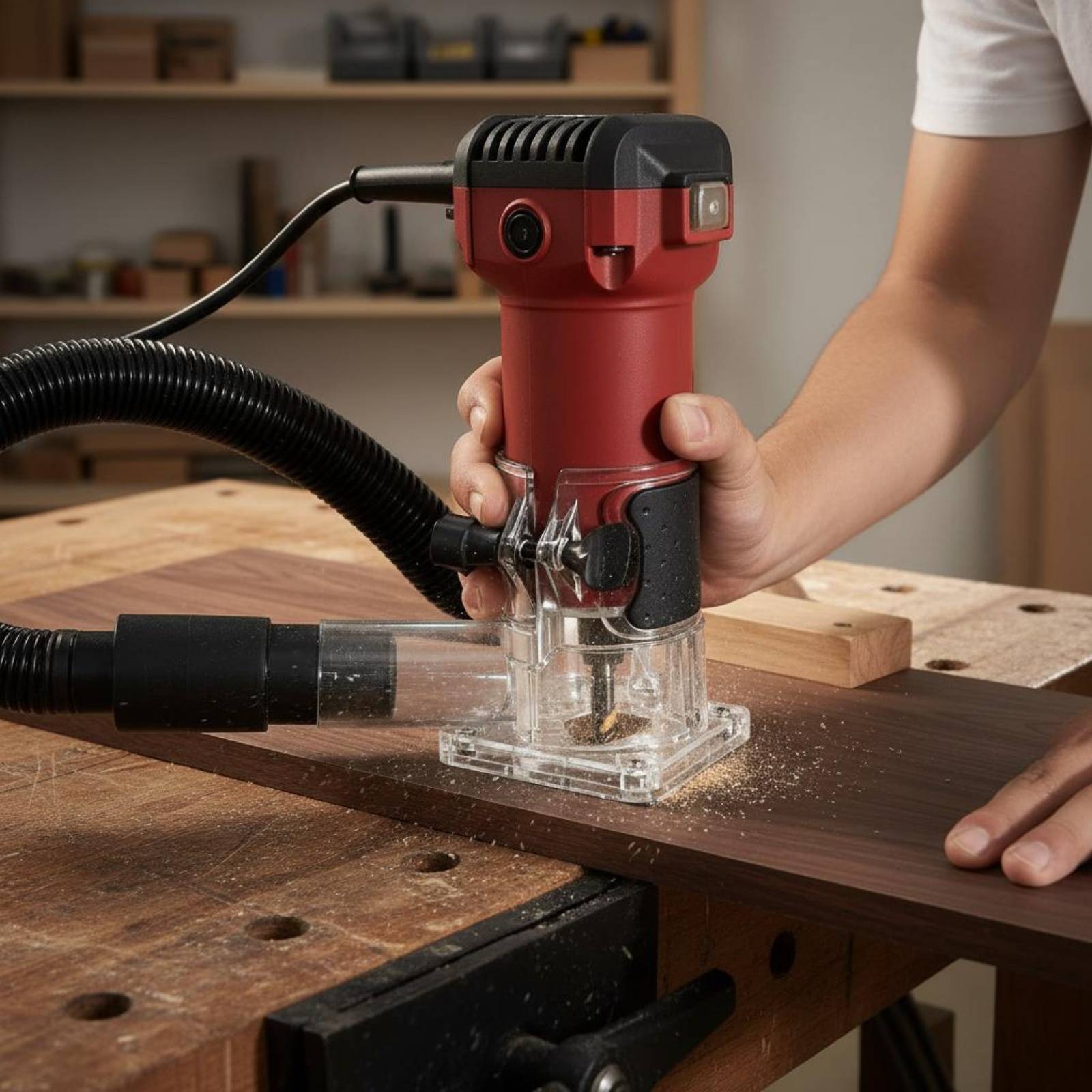 Woodworking Routers - Transparent Router Dust Hood Wear-Resistant Woodworking